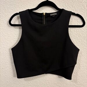 Express Black Asymmetrical Hem Zip-Back‎ Crop Top Women’s Medium Sleveless